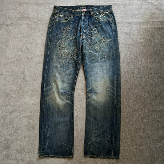 Ed Hardy "Dragon" Boot Cut Jeans