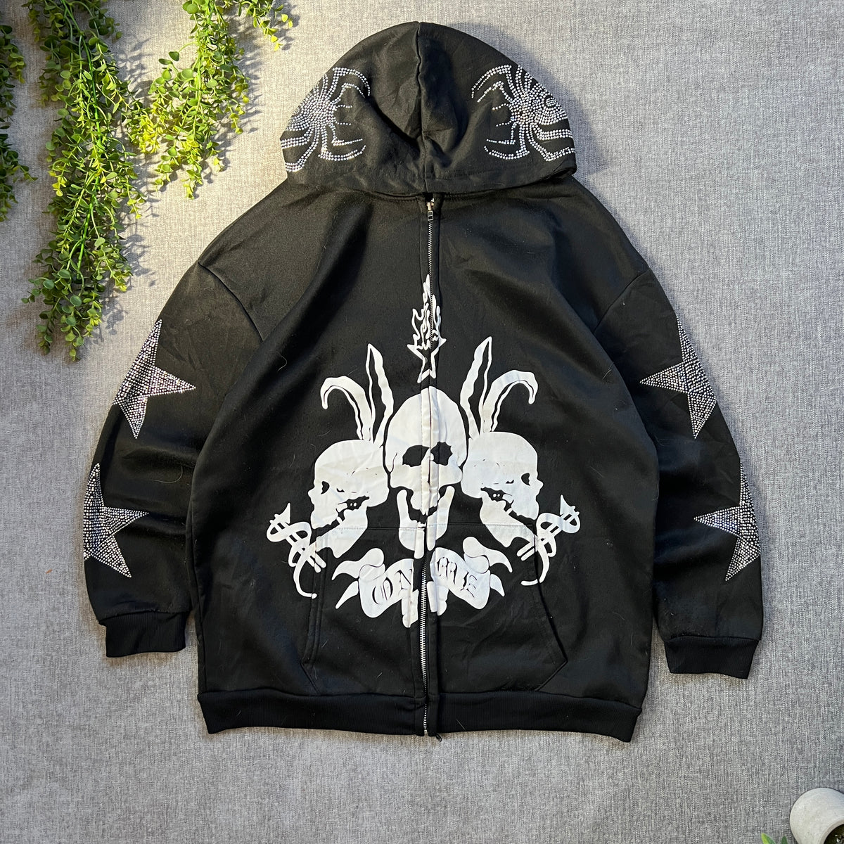 Skull Y2K Zip Hoodie