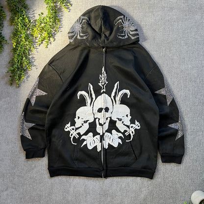 Skull Y2K Zip Hoodie