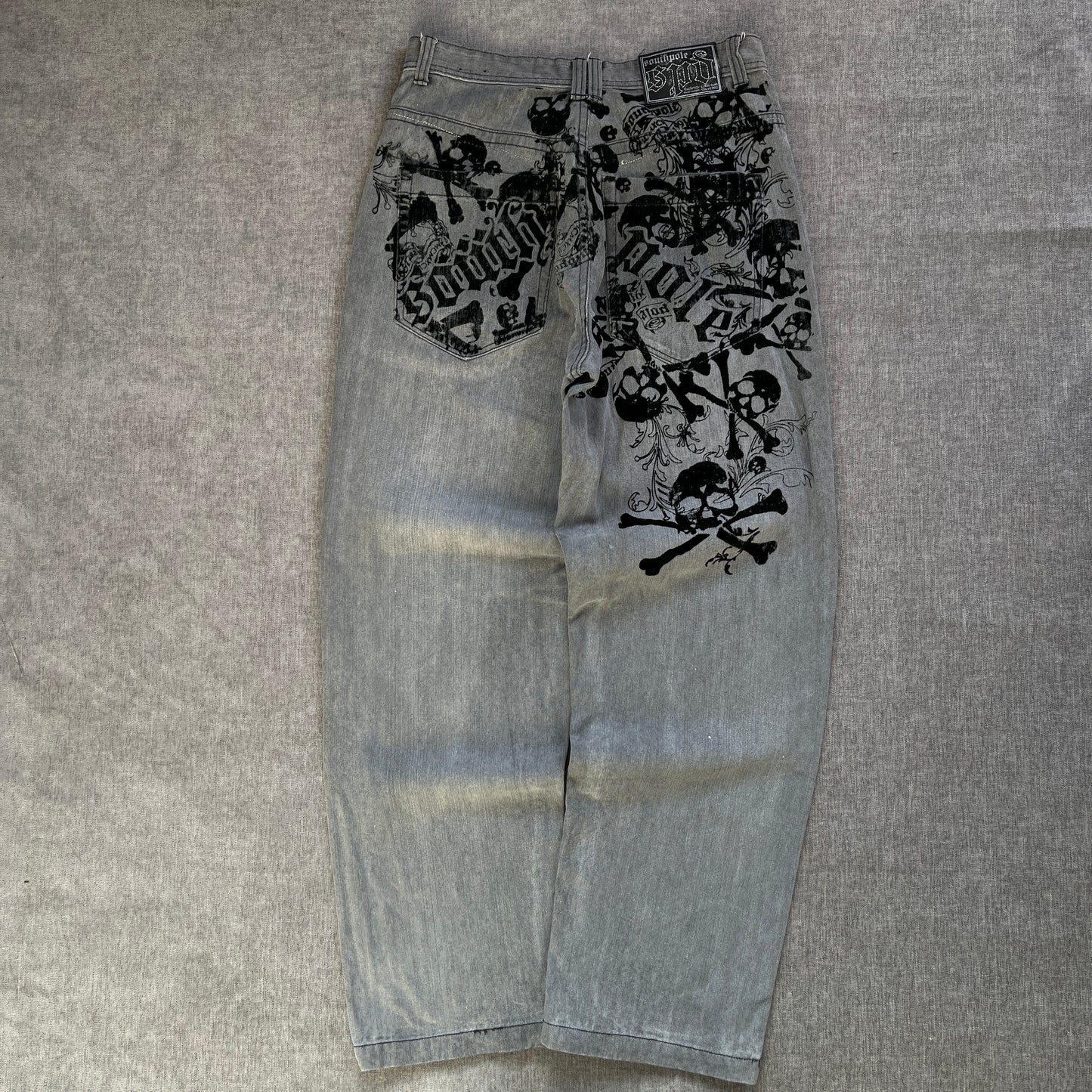 SouthPole Y2K Skull Baggy Jeans