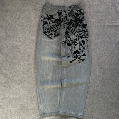 SouthPole Y2K Skull Baggy Jeans
