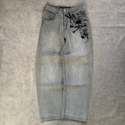 SouthPole Y2K Skull Baggy Jeans