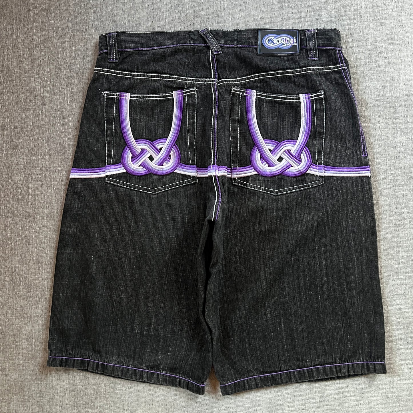 Evolution Y2K Embroidery Baggy Jort