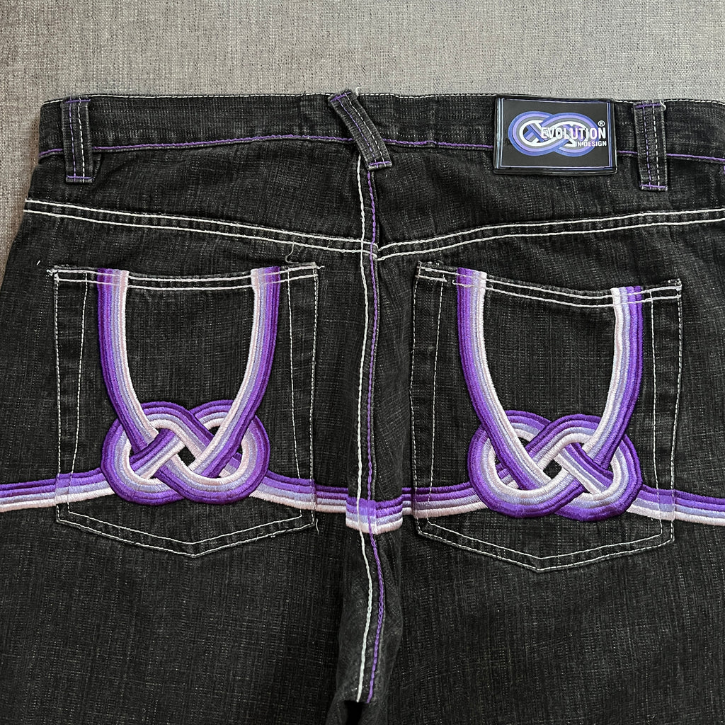Evolution Y2K Embroidery Baggy Jort