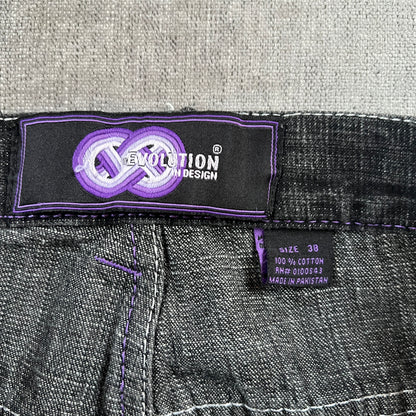 Evolution Y2K Embroidery Baggy Jort