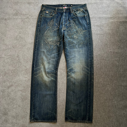 Ed Hardy "Dragon" Boot Cut Jeans