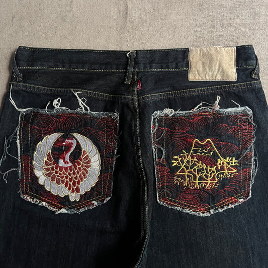 Japan Embroidery Baggy Jort